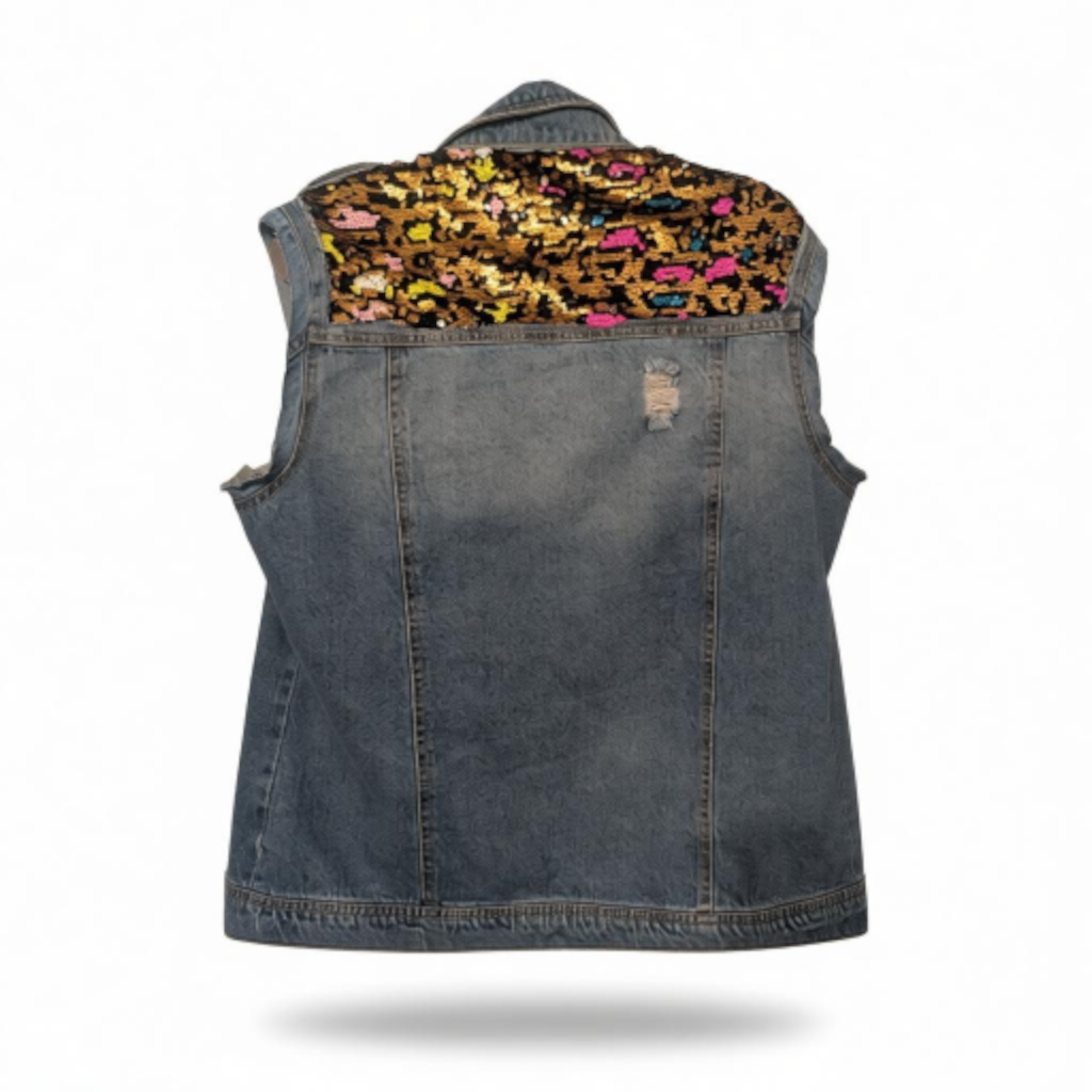 Leopard print sparkle vest