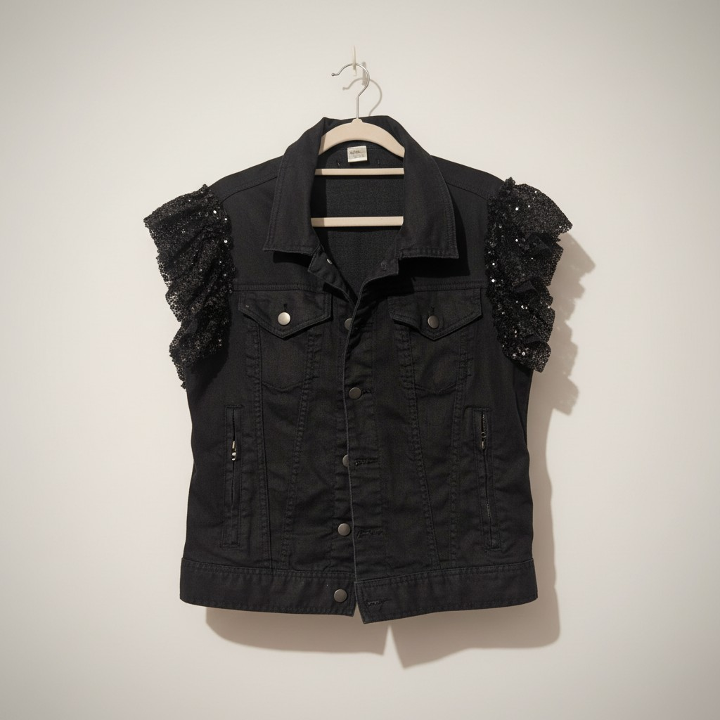 Black frill vest