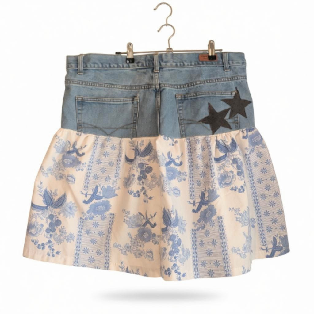 Denim patchwork skirt