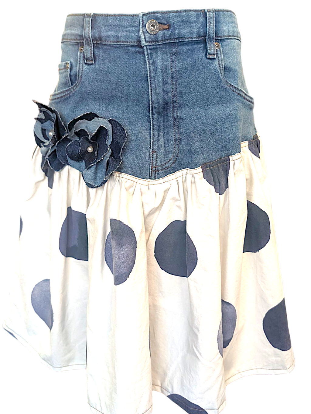 Reworked denim skirt