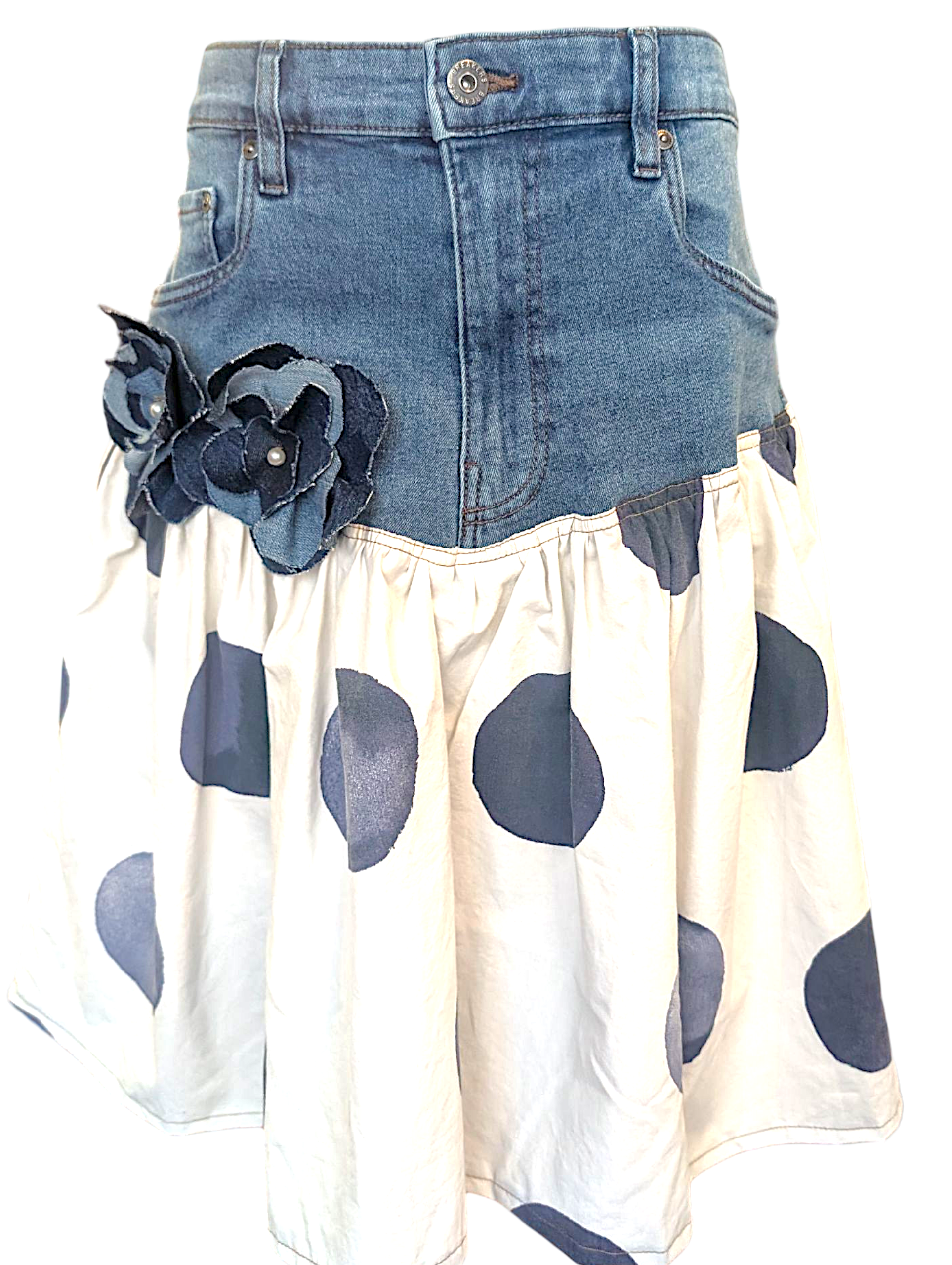 Reworked denim skirt