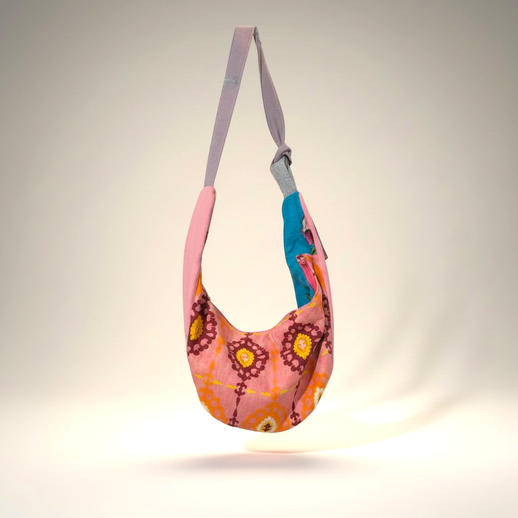 Vintage linen tea towel sling bag