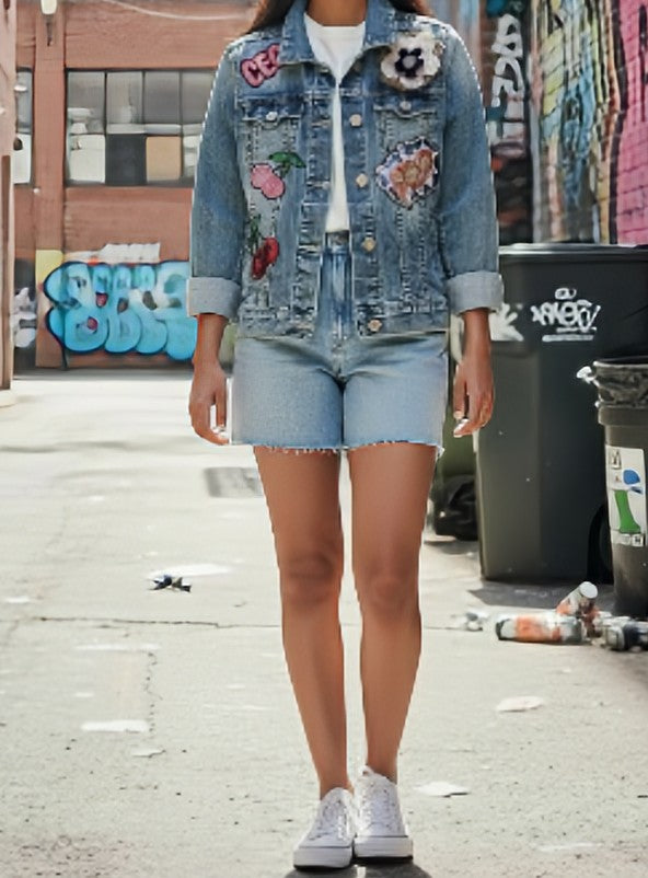 Graphic denim jacket