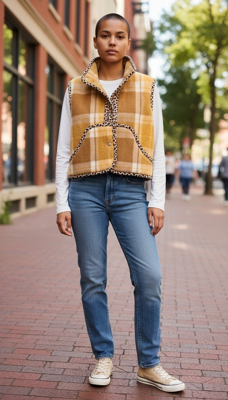 Oversized crop winter vest
