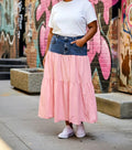 Reworked denim maxi skirt
