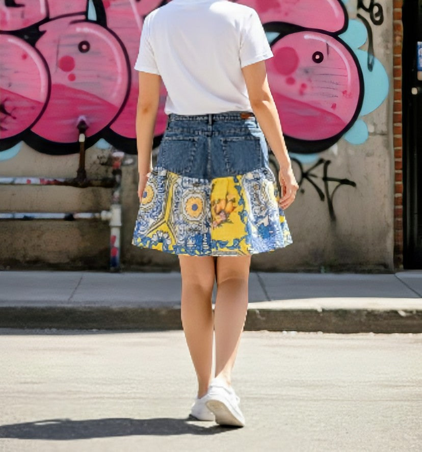 Lemon love denim skirt