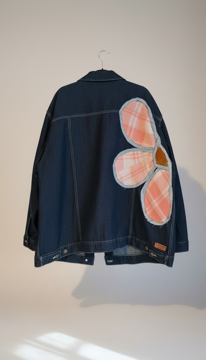 Oversized daisy denim jacket