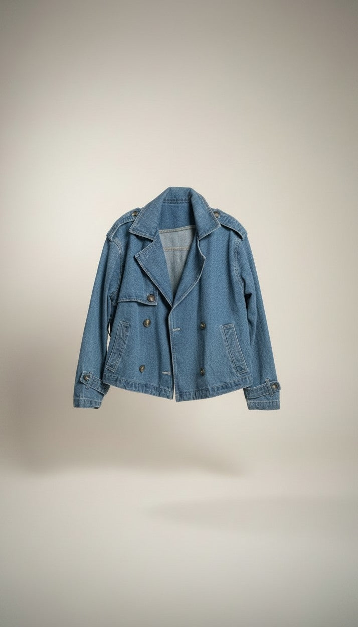 Crop Denim Trench