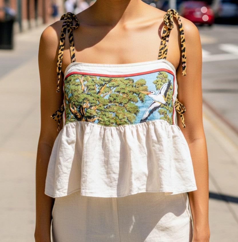 Vintage linen swing tank