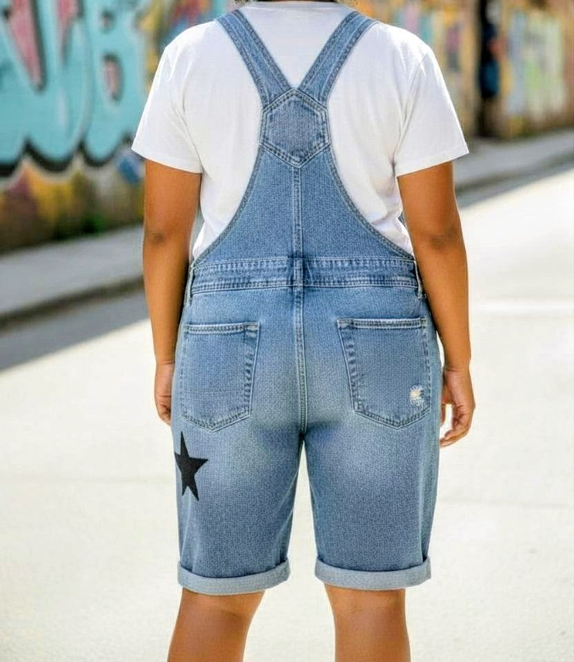 Denim short overalls