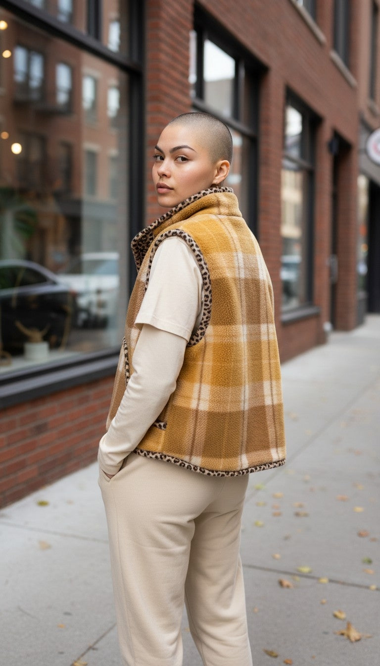 Oversized crop winter vest