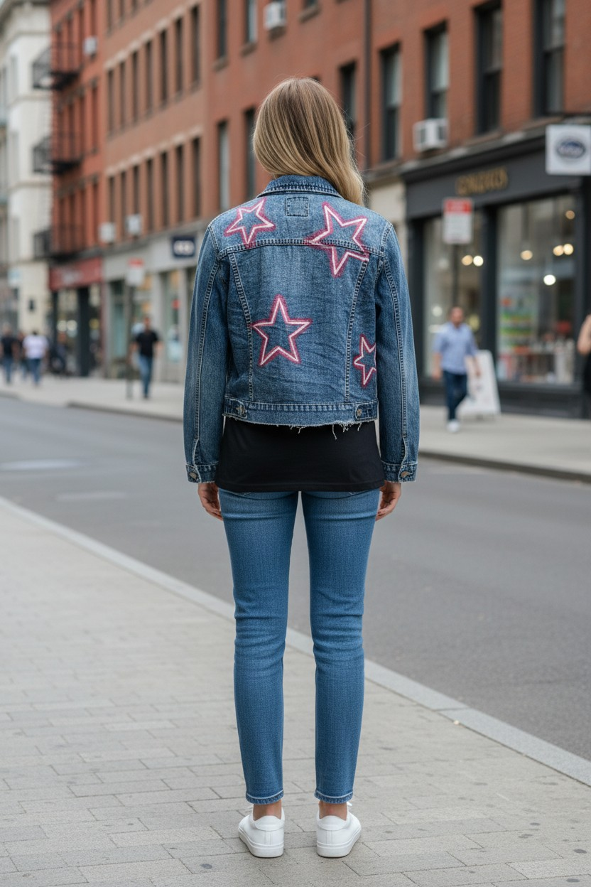 Neon star denim jacket