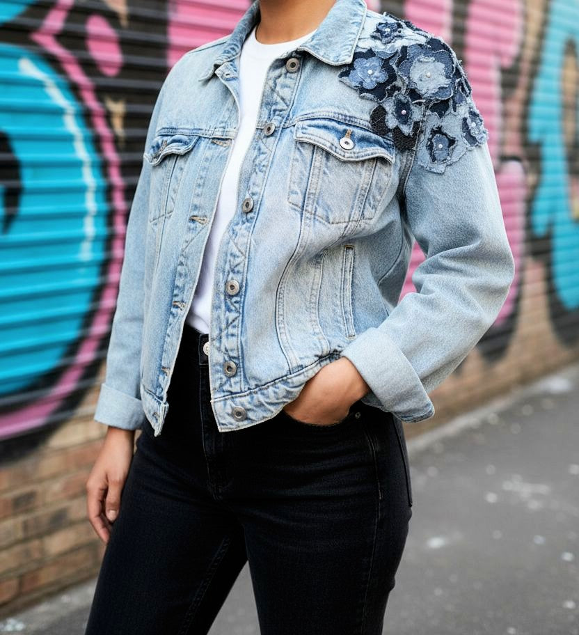 Denim flower Jacket