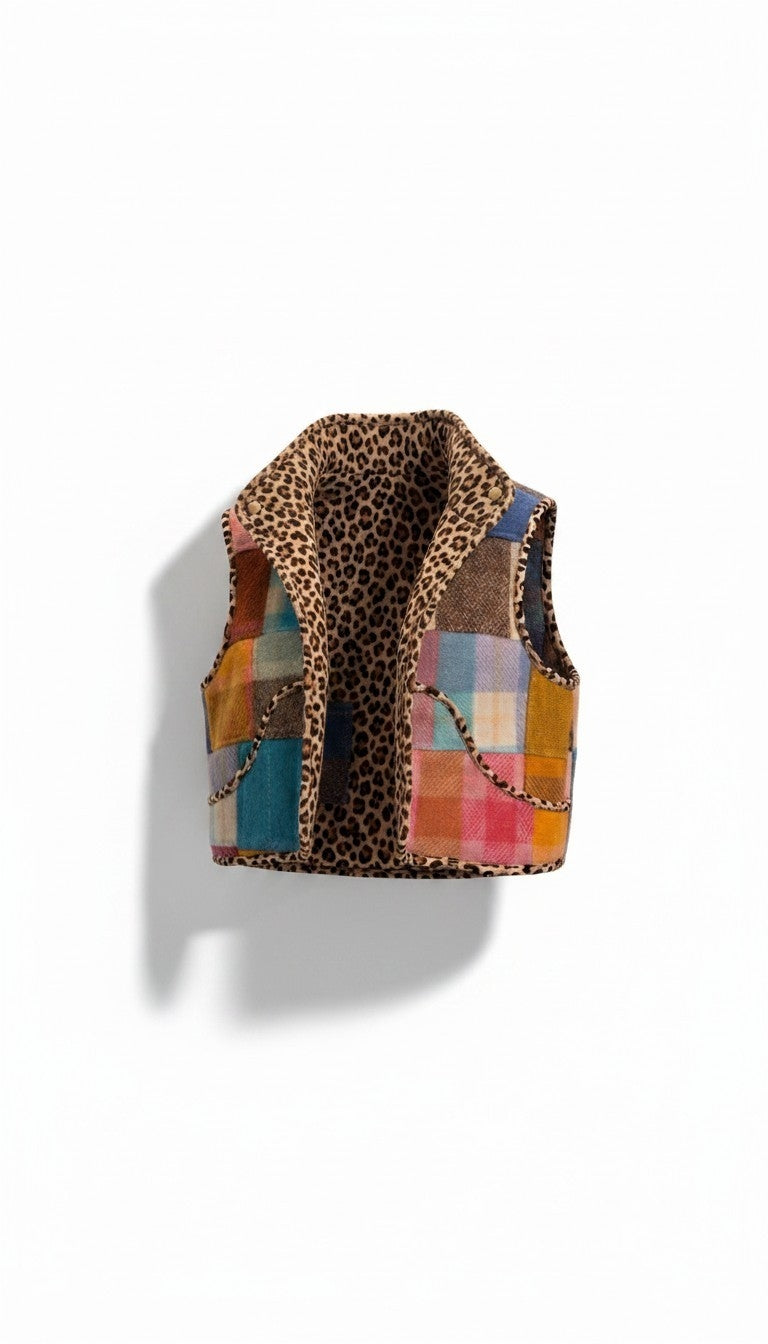 Patchwork oversized winter crop vest