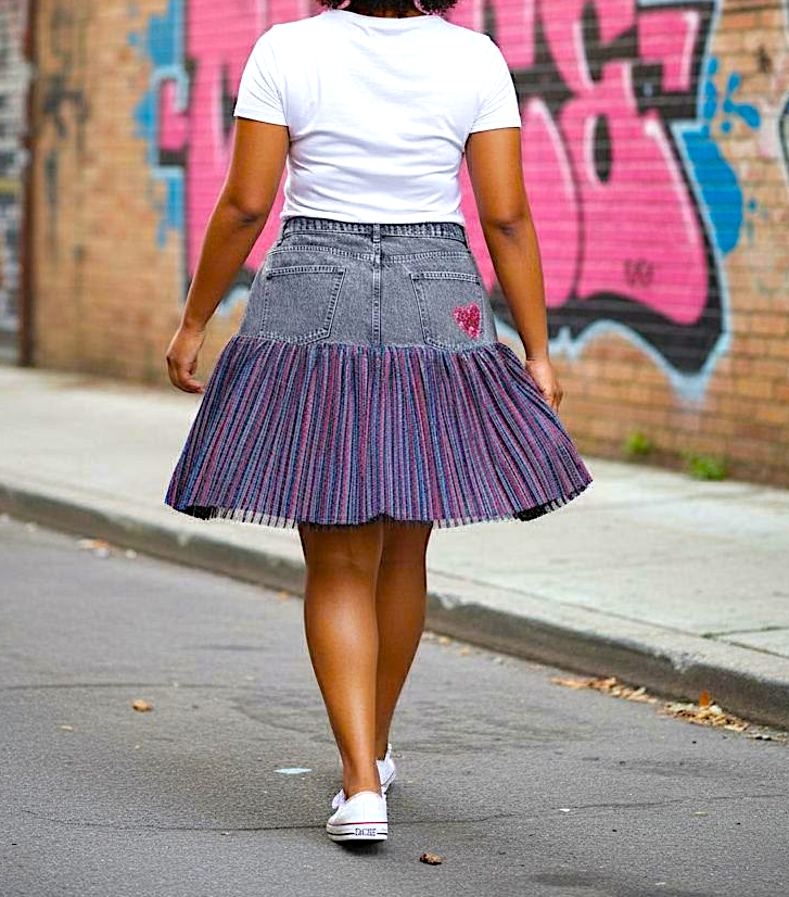 Disco fever denim skirt