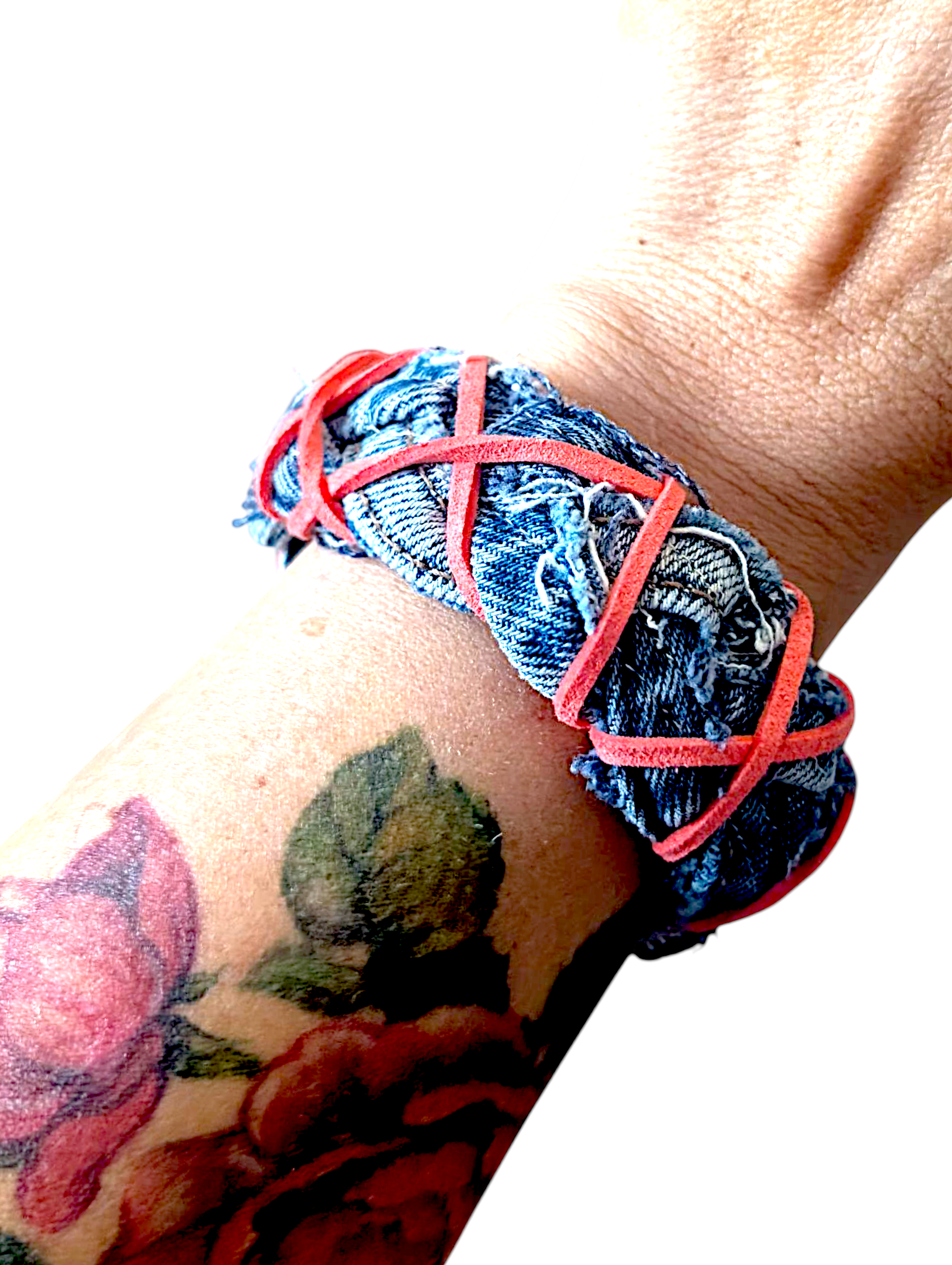 Braided denim bracelet