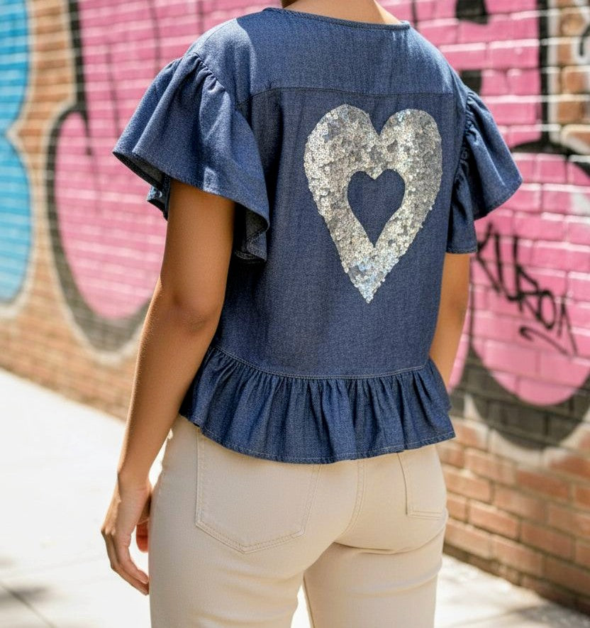 Silver heart shirt